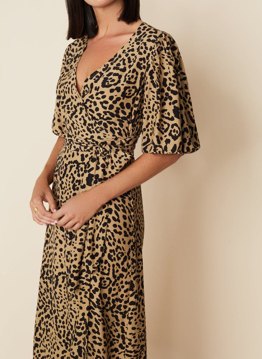 Elfrida Wrap Dress Shamari Animal Print -Final Sale – Faithfull the Brand